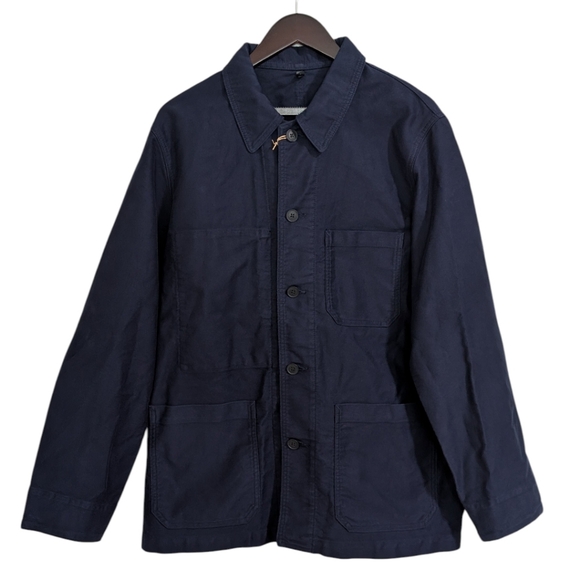 MUJI Kapok Blend Moleskin Coverall Chore Jacket - Dark Navy - Size M NWT - Picture 2 of 7